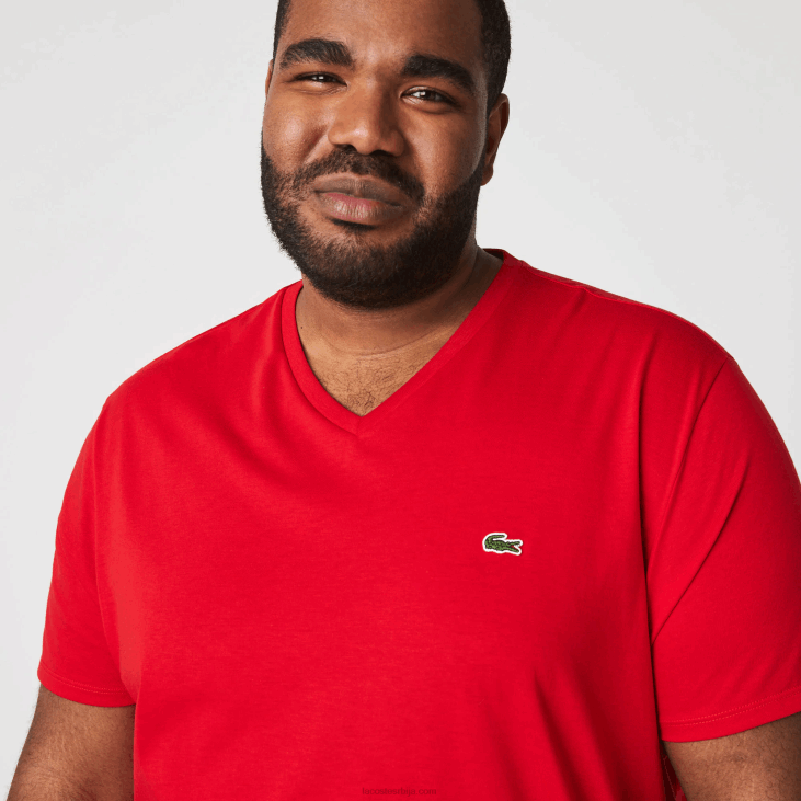 мушкарци Пима мајица од памучног дреса с в-изрезом 8688617 црвена 240 Lacoste