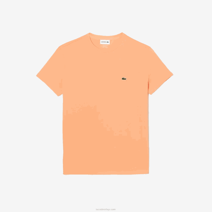 мушкарци мајица од пима памучног дреса са округлим изрезом 868862 светло наранџаста хеб Lacoste