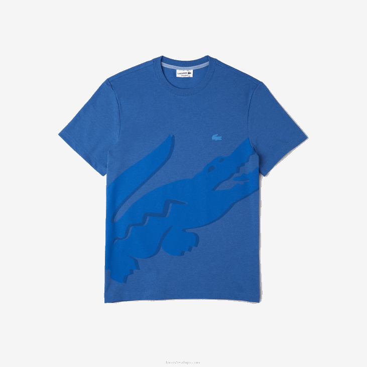 мушкарци Т-схирт од органског памука растезљивог органског памука са крокодилским принтом 8688639 блуе цхине хг3 Lacoste