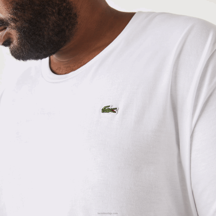 мушкарци кл мајица од памучног дреса нормалног кроја 8688651 бела 001 Lacoste