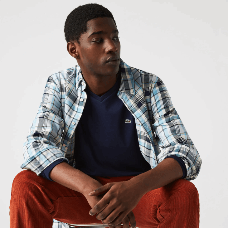 мушкарци лагана мајица од пима памучног дреса са в-изрезом 8688674 тамноплава 166 Lacoste