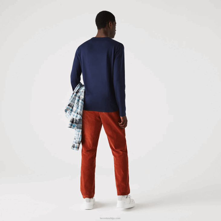 мушкарци лагана мајица од пима памучног дреса са в-изрезом 8688674 тамноплава 166 Lacoste