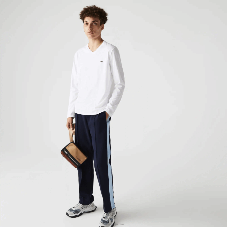 мушкарци лагана мајица од пима памучног дреса са в-изрезом 8688675 бела 001 Lacoste