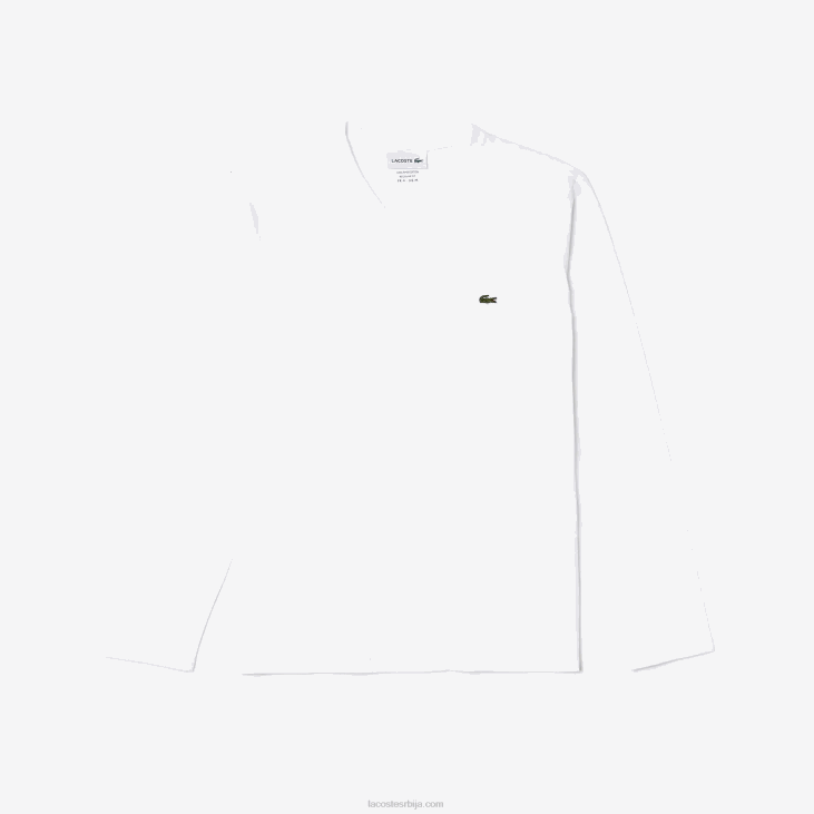 мушкарци лагана мајица од пима памучног дреса са в-изрезом 8688675 бела 001 Lacoste
