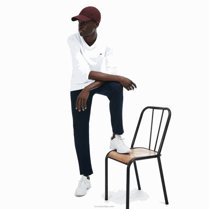 мушкарци лагана мајица од пима памучног дреса са в-изрезом 8688675 бела 001 Lacoste