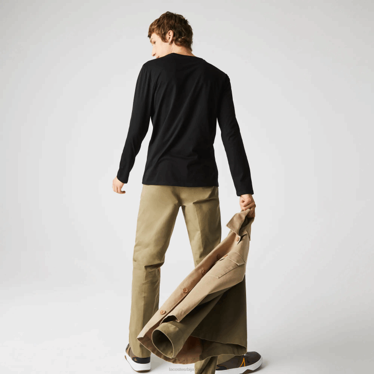 мушкарци лагана мајица од пима памучног дреса са в-изрезом 8688676 црна 031 Lacoste