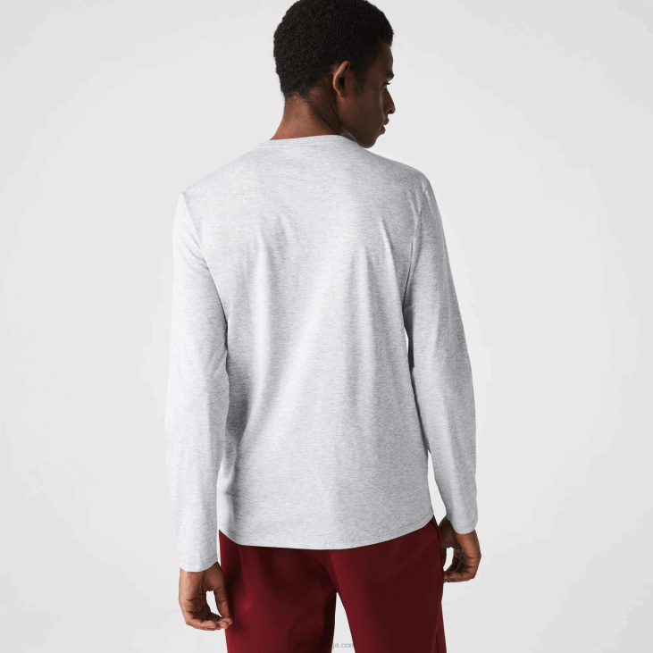 мушкарци лагана мајица од пима памучног дреса са в-изрезом 8688677 сиви кине цца Lacoste