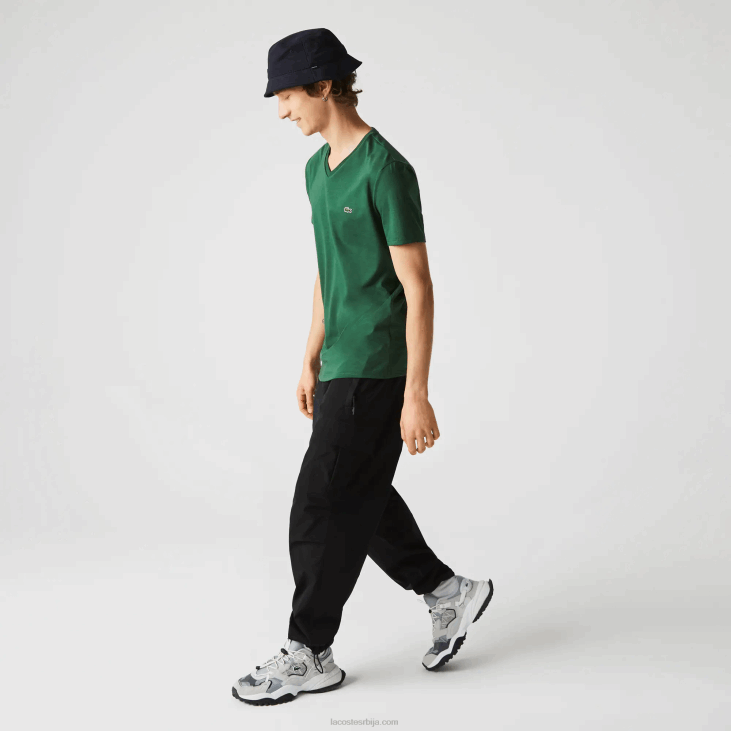 мушкарци Пима мајица од памучног дреса с в-изрезом 8688679 зелена 132 Lacoste