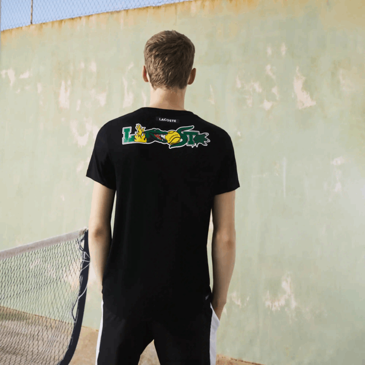 мушкарци спортска тениска мајица са крокодилским принтом 8688682 црна 031 Lacoste