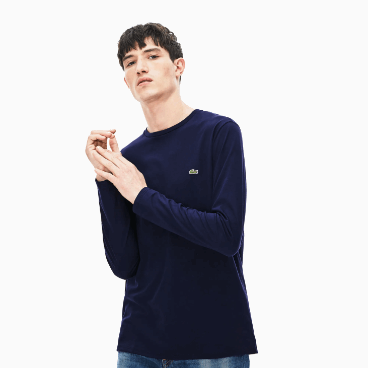 мушкарци мајица од пима памучног дреса са округлим изрезом 8688688 тамноплава 166 Lacoste