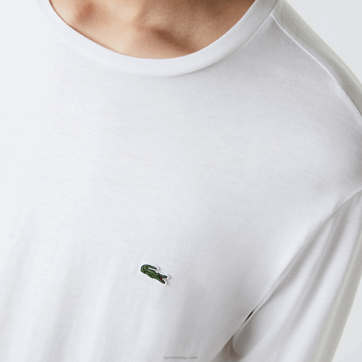 мушкарци мајица од пима памучног дреса са округлим изрезом 8688689 бела 001 Lacoste