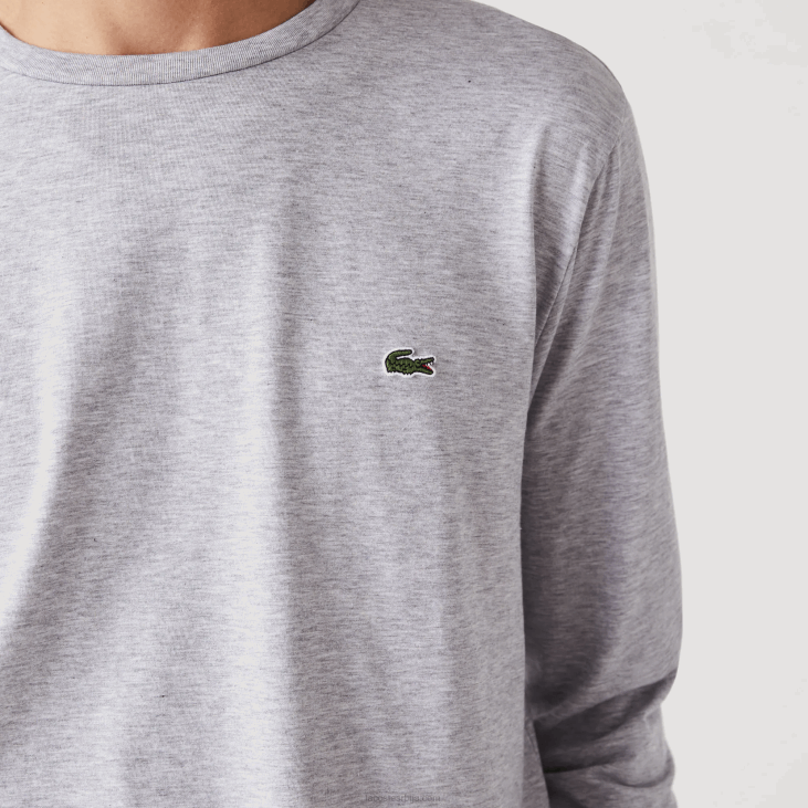 мушкарци мајица од пима памучног дреса са округлим изрезом 8688691 сиви кине цца Lacoste