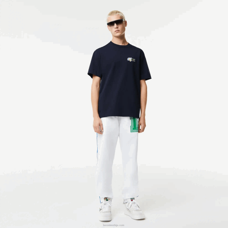 мушкарци мајица опуштеног кроја са значком са комичним ефектом 8688741 тамноплава 166 Lacoste