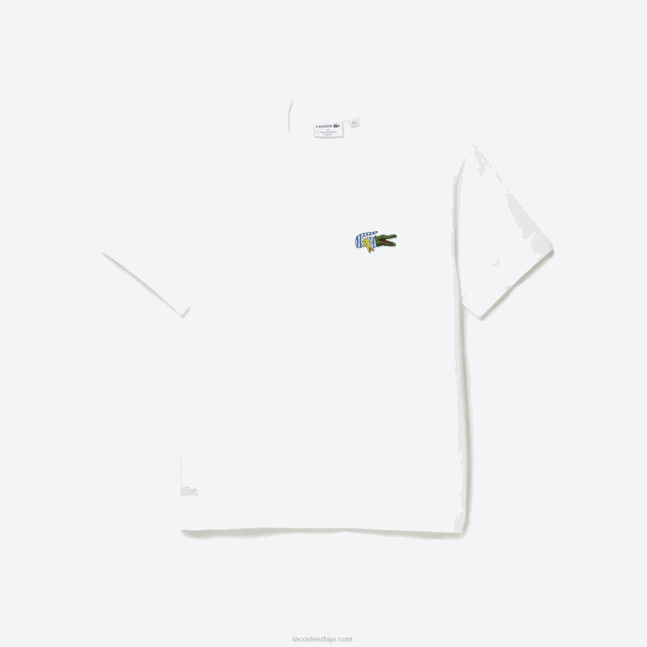 мушкарци мајица опуштеног кроја са значком са комичним ефектом 8688743 бела 001 Lacoste