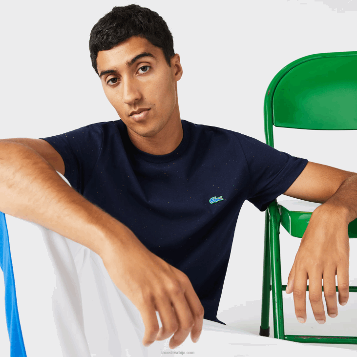 мушкарци мајица од памучног дреса са пегавим штампом регуларног кроја 8688750 тамноплава 7цг Lacoste