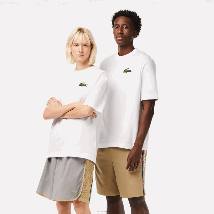 мушкарци широка мајица од органског памука од крокодила 868875 бела 001 Lacoste