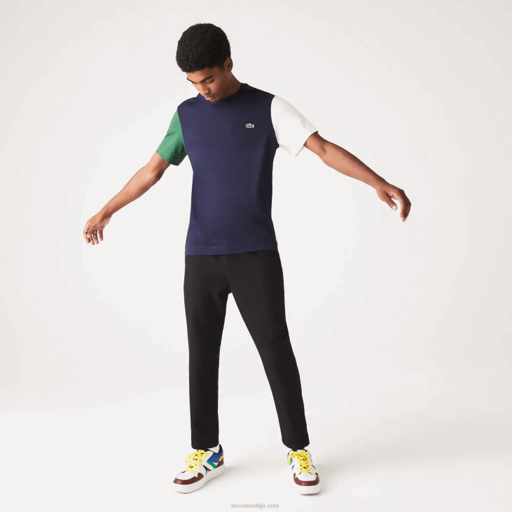 мушкарци мајица од памучног дреса регуларног кроја 8688814 морнарско плава зелена бела јун Lacoste