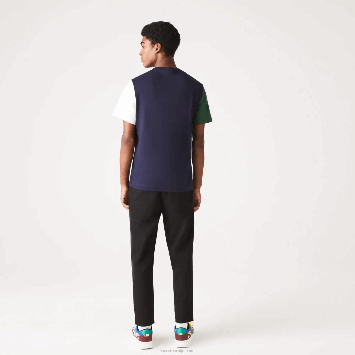мушкарци мајица од памучног дреса регуларног кроја 8688814 морнарско плава зелена бела јун Lacoste