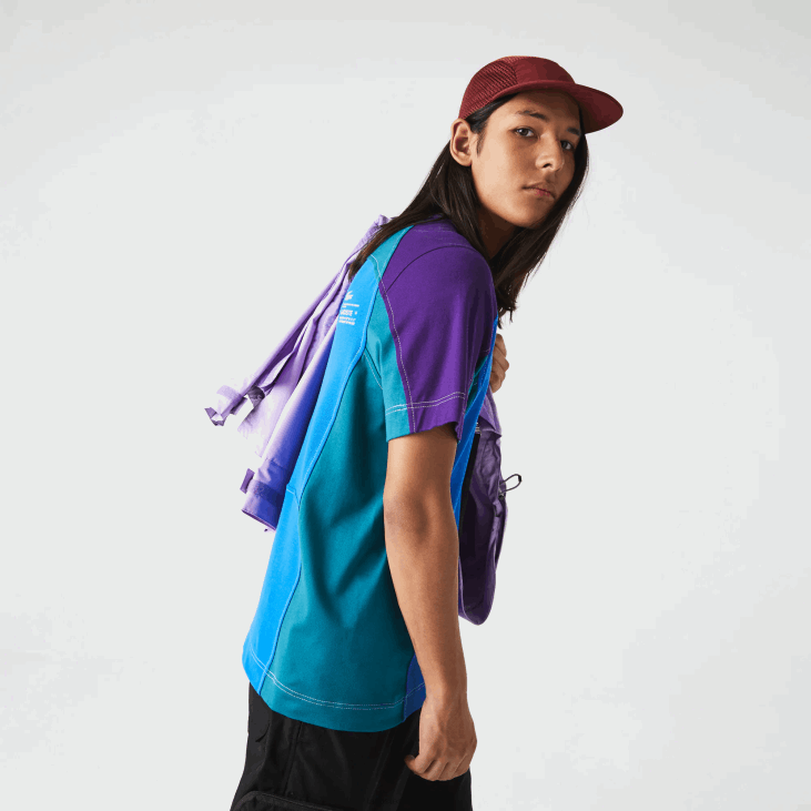 мушкарци Херитаге мајица у боји регуларног кроја растезљиве пике 8688819 плаво зелено љубичасто 7в6 Lacoste