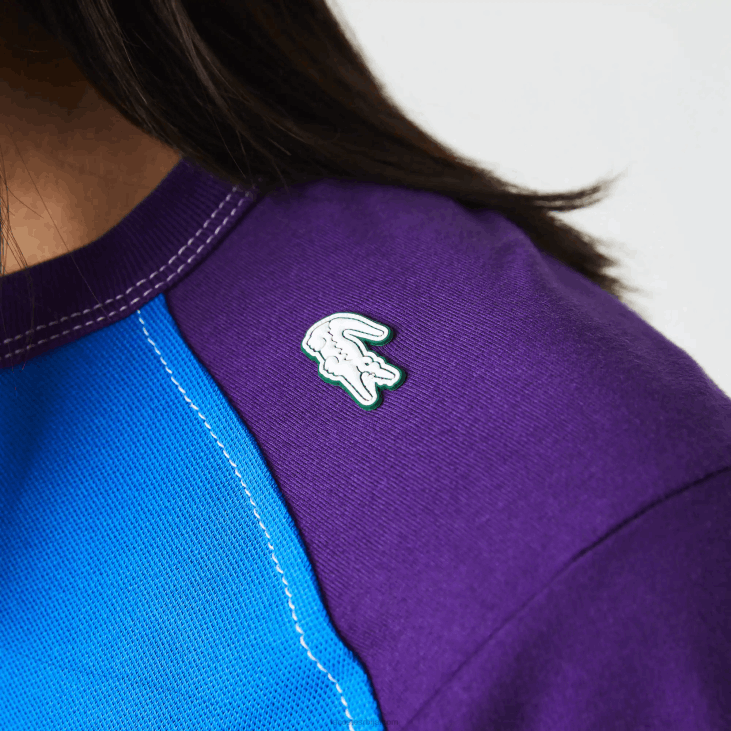 мушкарци Херитаге мајица у боји регуларног кроја растезљиве пике 8688819 плаво зелено љубичасто 7в6 Lacoste
