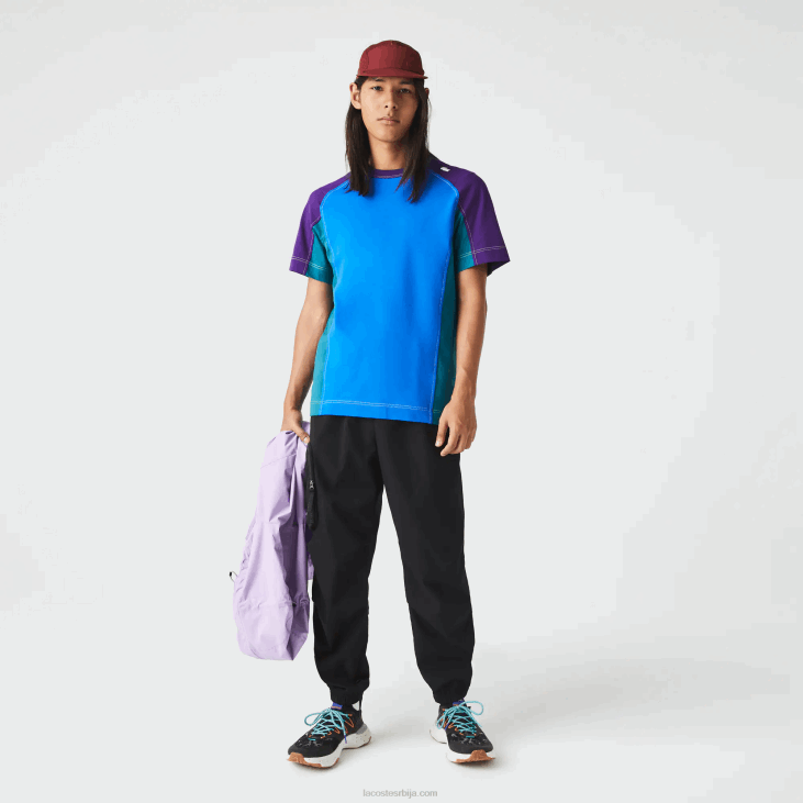 мушкарци Херитаге мајица у боји регуларног кроја растезљиве пике 8688819 плаво зелено љубичасто 7в6 Lacoste