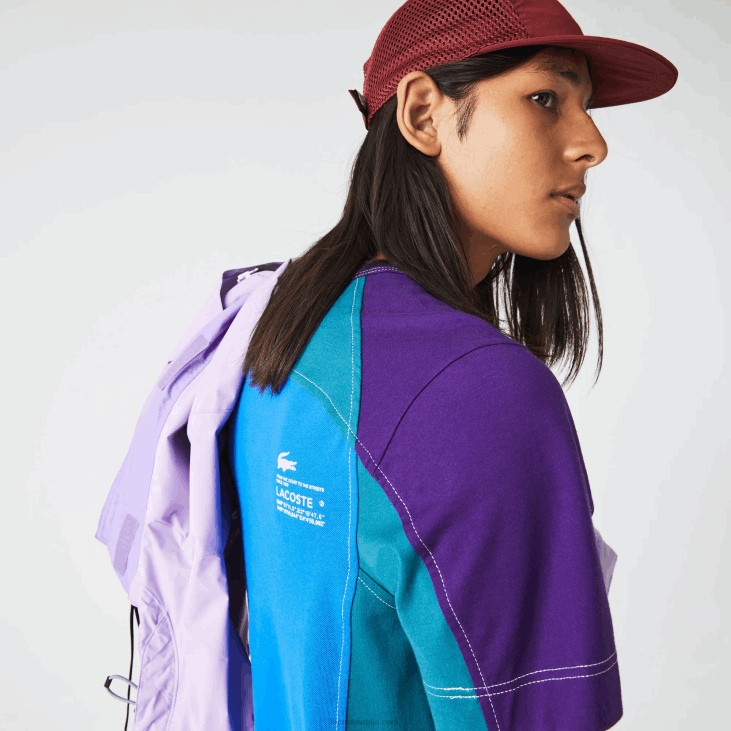 мушкарци Херитаге мајица у боји регуларног кроја растезљиве пике 8688819 плаво зелено љубичасто 7в6 Lacoste