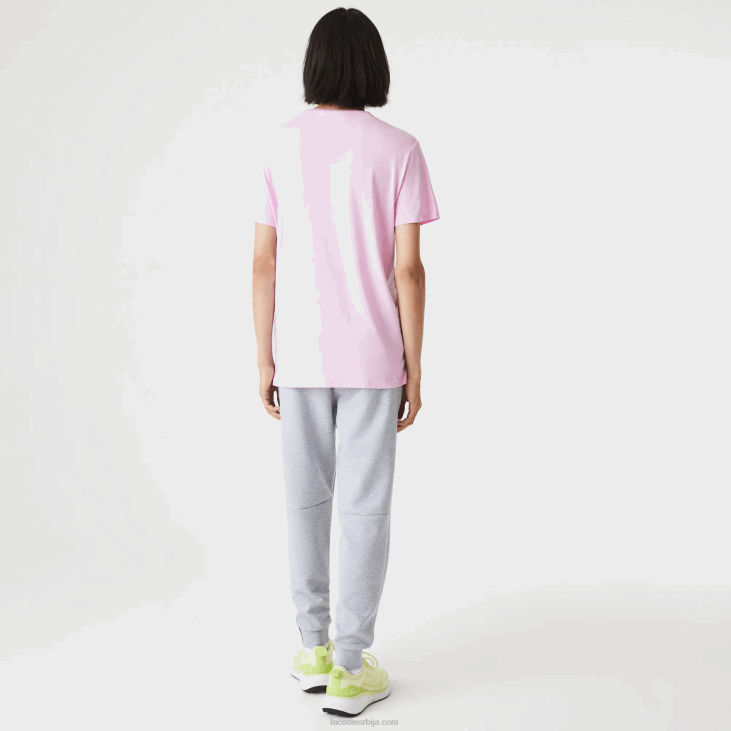 мушкарци мајица од пима памучног дреса са округлим изрезом 8688824 розе з4х Lacoste