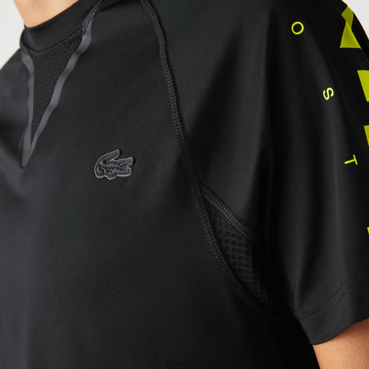 мушкарци спортска растезљива мајица од дреса 8688828 црно жута 9и2 Lacoste