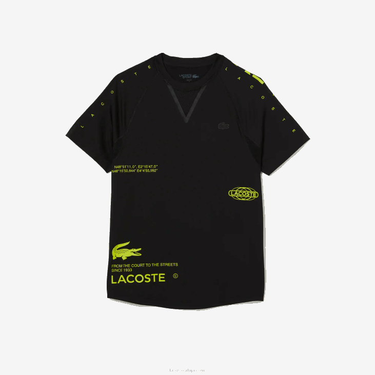мушкарци спортска растезљива мајица од дреса 8688828 црно жута 9и2 Lacoste