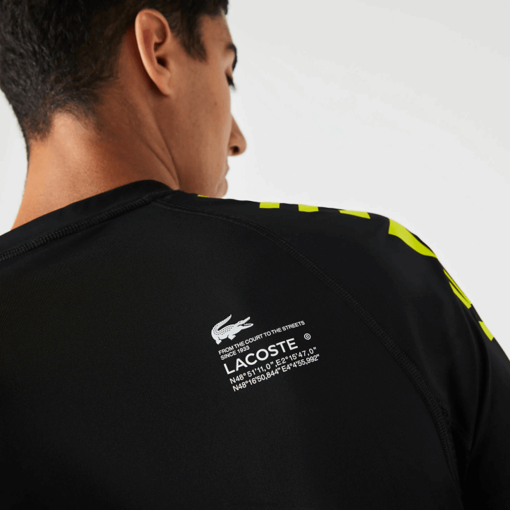 мушкарци спортска растезљива мајица од дреса 8688828 црно жута 9и2 Lacoste