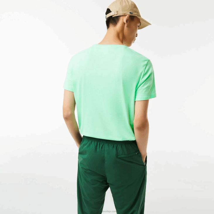 мушкарци мајица од пима памучног дреса са округлим изрезом 8688833 светло зелена 0вз Lacoste