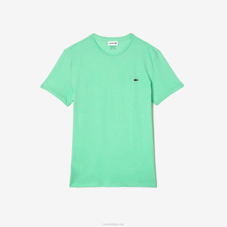 мушкарци мајица од пима памучног дреса са округлим изрезом 8688833 светло зелена 0вз Lacoste