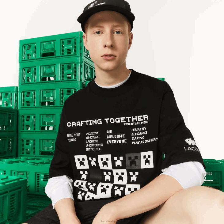 мушкарци лацосте к минецрафт лабава мајица од органског памука 8688852 црна 031