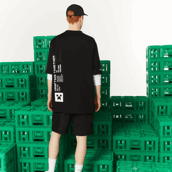 мушкарци лацосте к минецрафт лабава мајица од органског памука 8688852 црна 031