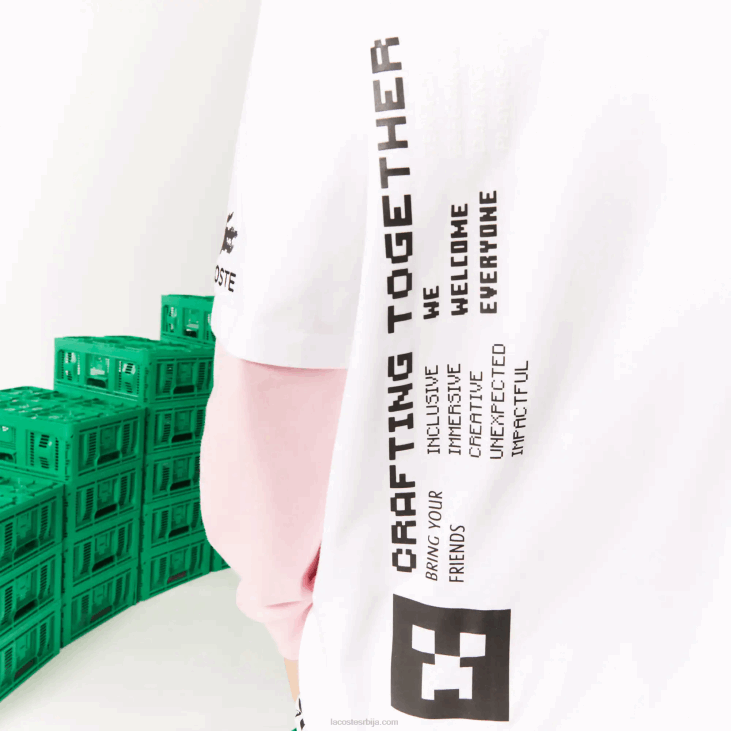 мушкарци лацосте к минецрафт лабава мајица од органског памука 8688853 бела 001