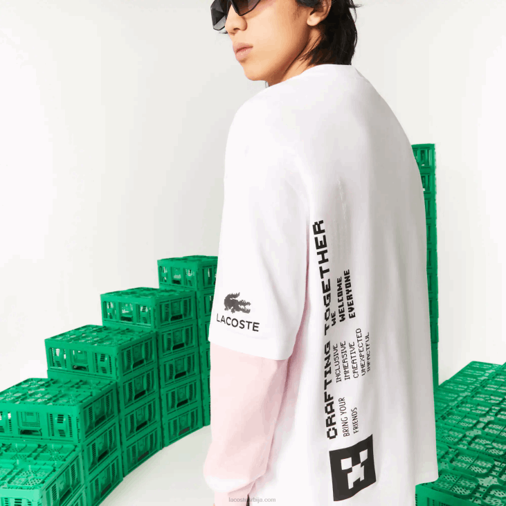 мушкарци лацосте к минецрафт лабава мајица од органског памука 8688853 бела 001