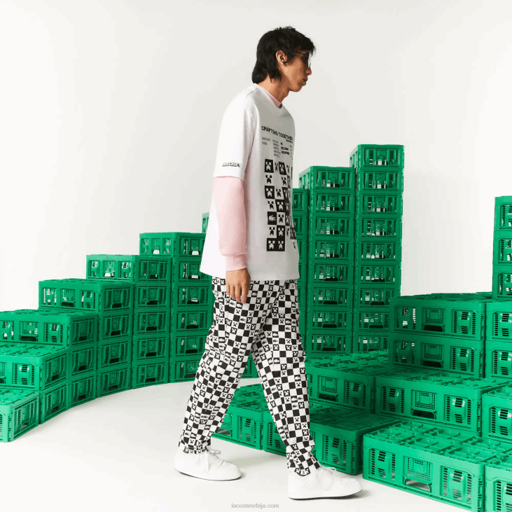 мушкарци лацосте к минецрафт лабава мајица од органског памука 8688853 бела 001