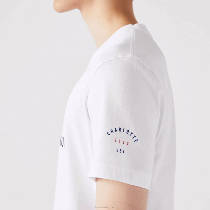 мушкарци Пресидентс Цуп спорт мајица са америчком заставом 8688861 бела 001 Lacoste