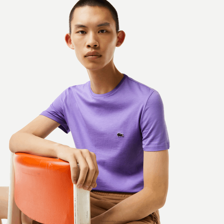 мушкарци мајица од пима памучног дреса са округлим изрезом 8688882 пурпле гфу Lacoste