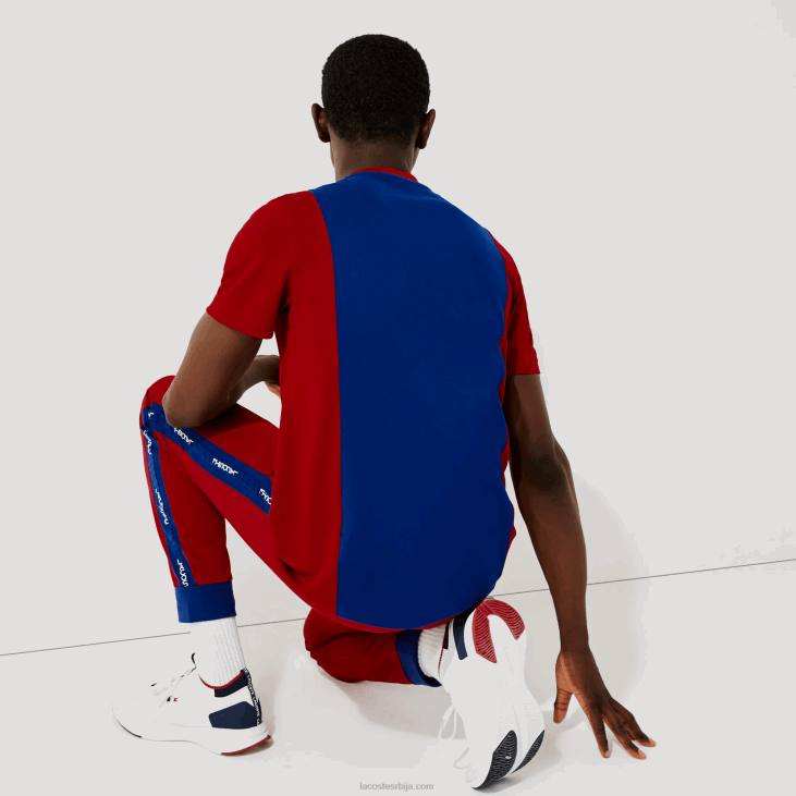 мушкарци спортска прозрачна двобојна мајица 8688901 плава црвена бела впа Lacoste