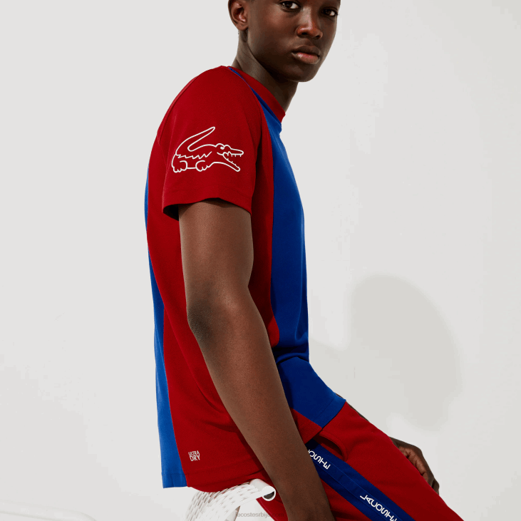 мушкарци спортска прозрачна двобојна мајица 8688901 плава црвена бела впа Lacoste