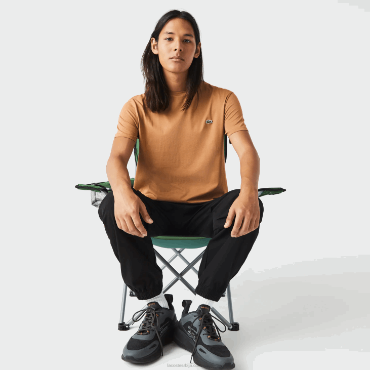 мушкарци мајица од пима памучног дреса са округлим изрезом 8688902 браон з0в Lacoste