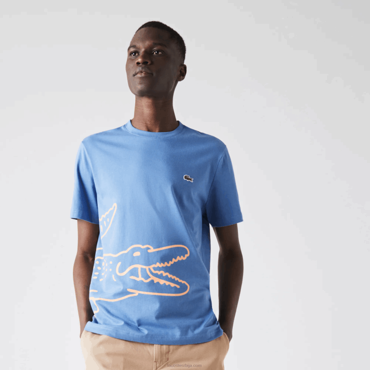 мушкарци Мајица од органског памука са крокодилским принтом са округлим изрезом 8688903 плава 776 Lacoste