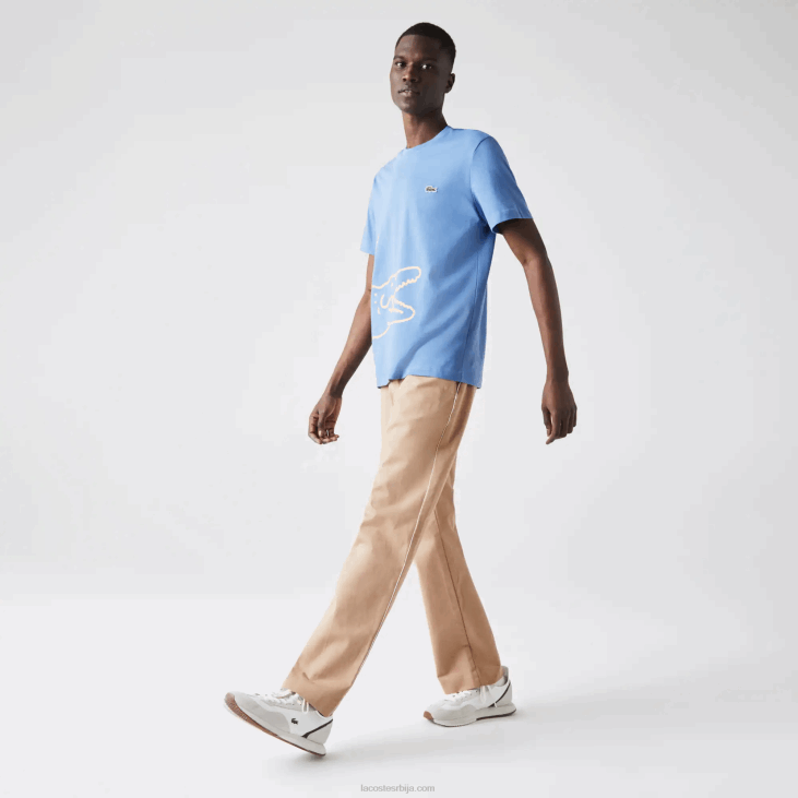 мушкарци Мајица од органског памука са крокодилским принтом са округлим изрезом 8688903 плава 776 Lacoste