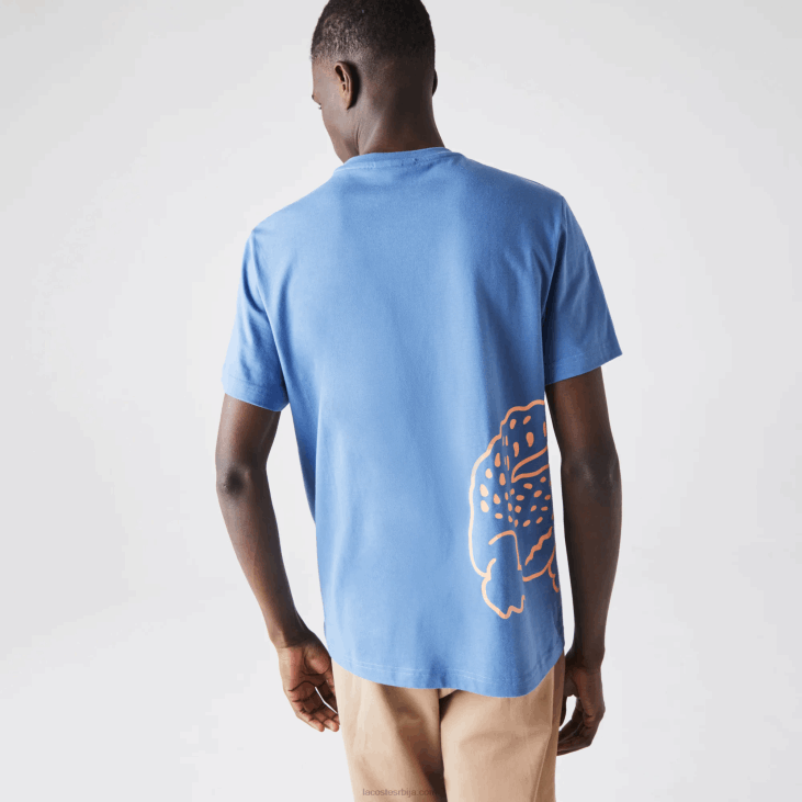 мушкарци Мајица од органског памука са крокодилским принтом са округлим изрезом 8688903 плава 776 Lacoste