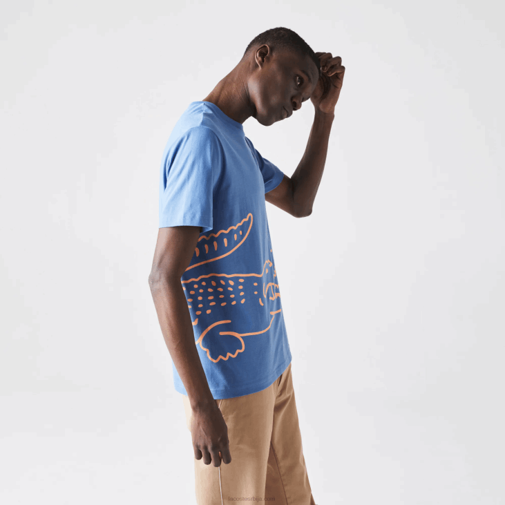мушкарци Мајица од органског памука са крокодилским принтом са округлим изрезом 8688903 плава 776 Lacoste
