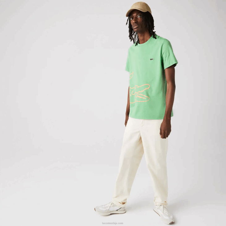 мушкарци Мајица од органског памука са крокодилским принтом са округлим изрезом 8688904 зелено ттф Lacoste