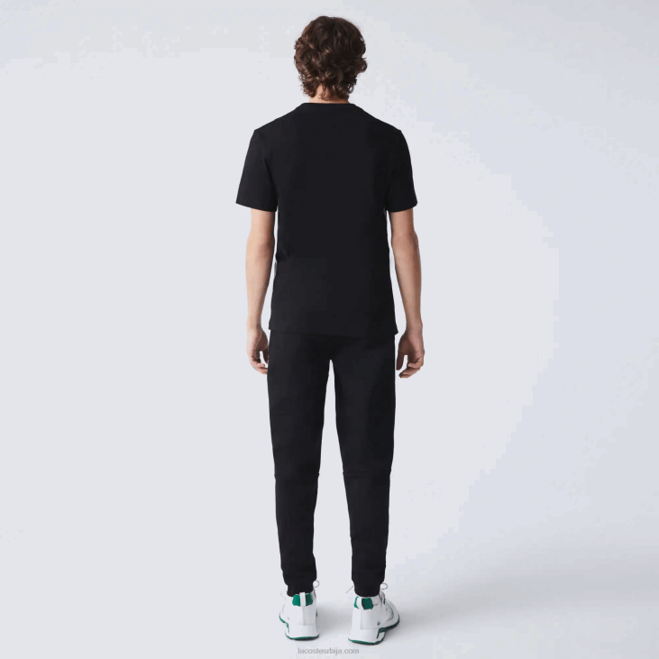 мушкарци памучна мајица са великим изрезом са брендираним бендовима 8688910 црна 031 Lacoste