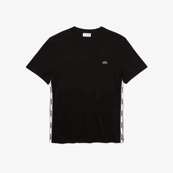 мушкарци памучна мајица са великим изрезом са брендираним бендовима 8688910 црна 031 Lacoste
