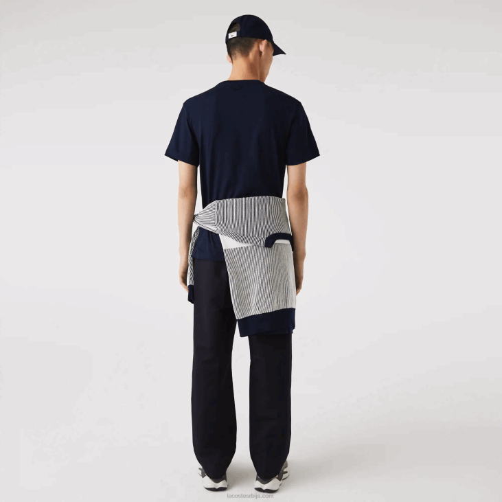 мушкарци памучна мајица са изрезом у облику крокодила 8688911 тамноплава 166 Lacoste